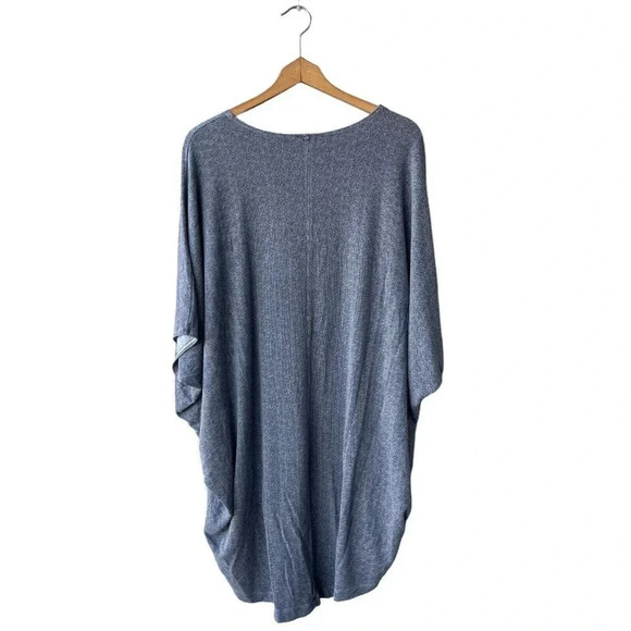 BRYN WALKER Tunic Asymmetrical Herringbone Pattern Siro Rayon Knit Blouse Gray L - Picture 2 of 3